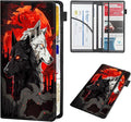 RAUEDWDJS Car Registration and Insurance Holder,Leather Vehicle Glove Box Organizer Wallet Case for Driver's License,ID Key Information Cards-Moonwolf