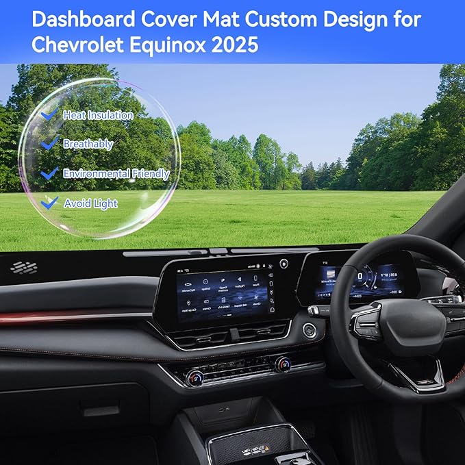 Dashboard Cover for 2025 2026 Chevy Chevrolet Equinox (Not for EV), Non-Slip Dashboard Protector & Sunshield, UV-Blocking, Anti-Glare Dash Mat Pad