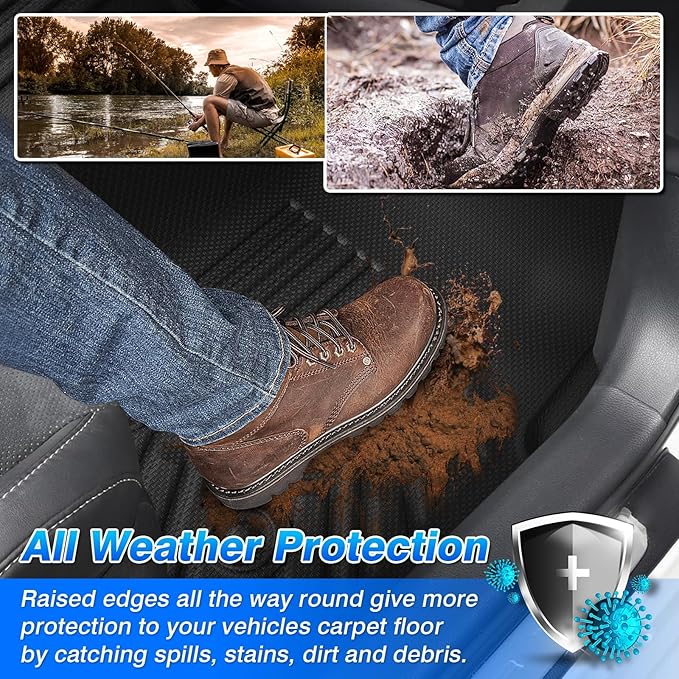 Transit Floor Mats - Car Mats for Ford Transit 150/250/350 2022-2026, All Weather Floor Mat for Transit Accessories, Heavy Duty Rubber Mats, Car Accessories