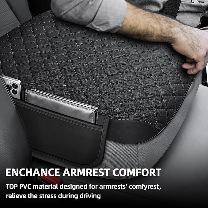 Center Console Cover Fit for 2002-2012 Ram 1500 2500 3500 Jump Seat Console, Comfortable Armrest Protector, Middle Console Cover, Car Arm Rest Cushion with 2 Side Pockets