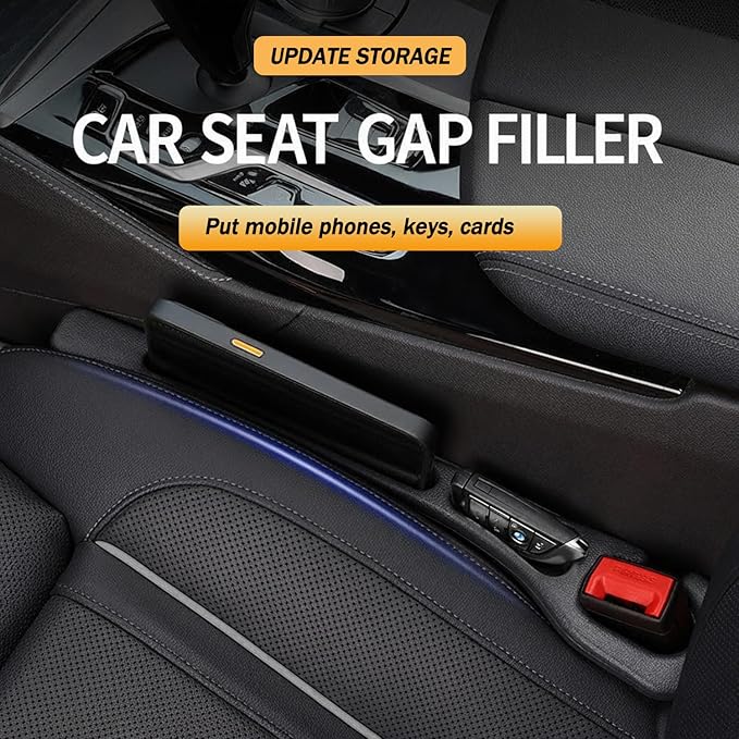 2PCS Car Seat Gap Filler and Organizer, Stop Drops Between Seat and Console, Automotive Front Seat Organizer for Keys, Phone, Coins |Universal Fit. (Brown)