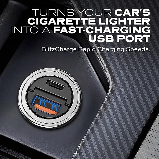 STATIK Dual Car Phone Charger for Cigarette Lighter Plug in, 12v - 24 V Fast Charging, Car Power Adapter for Type USB C and USB A Port, USBC Fast Charge for Cell Phone Automobile
