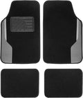 FH Group Color-Block Carpet Car Floor Mats – Non-Slip, Faux Leather Accents, Universal Fit for Sedan, SUV & Truck – Full Set Gray