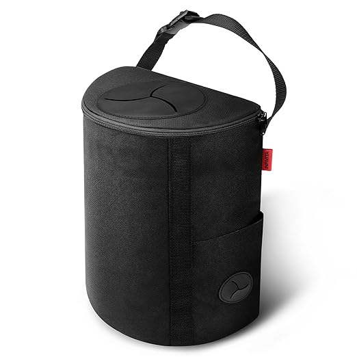INFIVITA Car Trash Can – Premium Adjustable Strap & Bottom Hook Design with Convenient Top Opening and Bag Storage Pocket