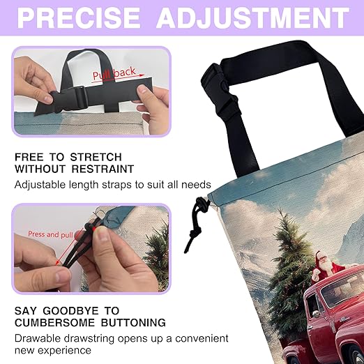 UUCBTAH Car Trash Bag Hanging Santa Claus Red Truck Car Trash Can for Back Seat Waterproof Car Trash Bin with Adjustable Straps and Drawstring for Car Accessories Vehicle Travelling Camping