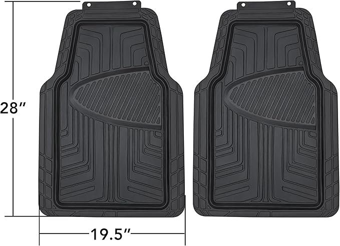 Amazon Basics 2-Piece Premium All-Season Anti-Slip Rubber Floor Mats for Cars, SUVs and Trucks, Universal Trim to Fit, Black