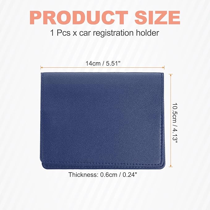 HARFINGTON Car Registration and Insurance Holder 5.51" x 4.13" PU Leather Vehicle Glove Box Organizer Storage Accessories Men Women Car ID Holder for License ID Card Bank Card, Dark Blue