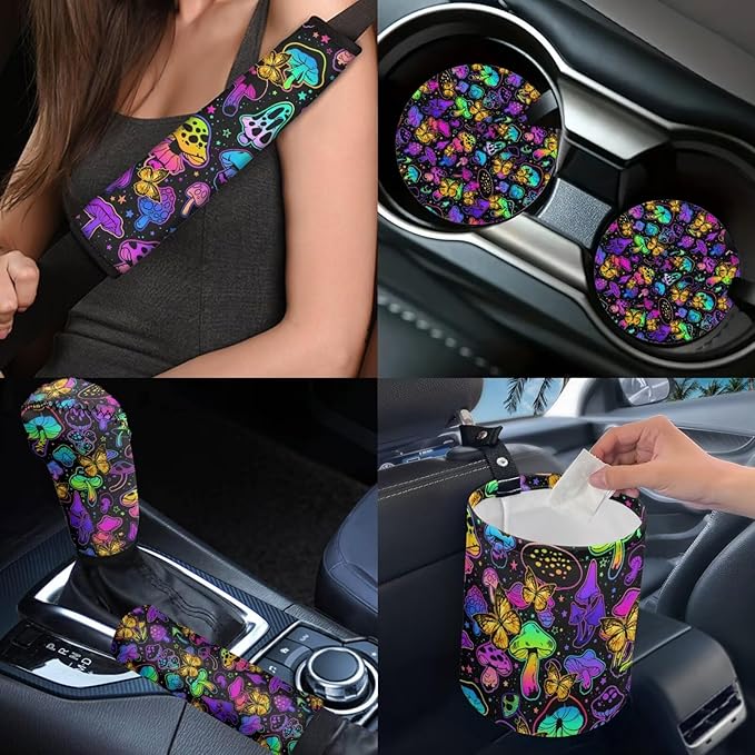 Dngkaoje 13 Pcs Sea Turtle Car Seat Covers Full Set for Men Women Auto Interior Seat Protector Full Set Hawaiin Sea Turtle Printed Hanging Trash Bag,Seatbelt Shoulder Pads,Armrest Pad,Cup Mats