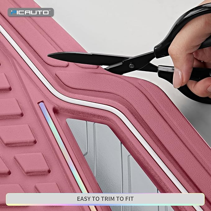 PIC AUTO All Pink Car Floor Mats, Aluminum-Molded with Full-Circle Iridescent Inlay Strip Car Mats, Universal-Fit Rubber Mats for Cars, Trucks & SUVs, All-Weather, Non-Slip, Easy-to-Clean Interior Mat