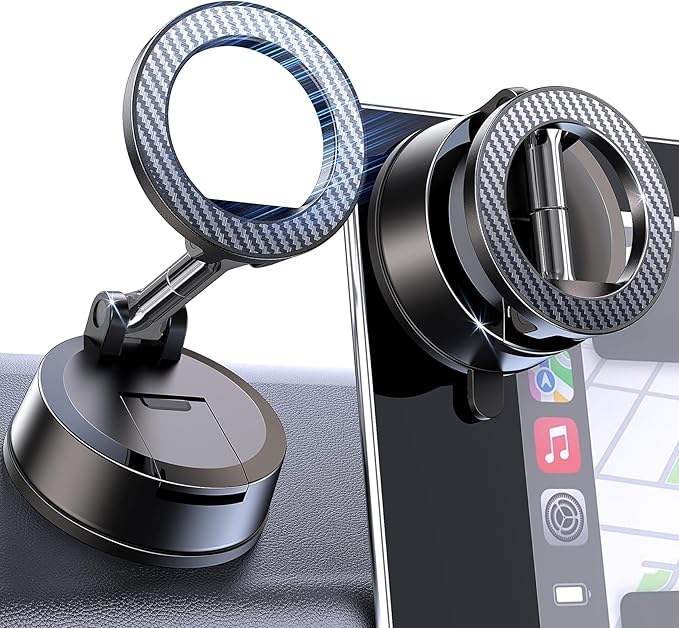 MOKPR Car Phone Holder for Magsafe, Magnetic Car Phone Mount Foldable Hands-Free Suction Cup Phone Holders for Your Car for iPhone 16 Pro/Pro Max 15 14 13 12
