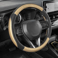 SEG Direct Steering Wheel Cover for Car, Standard Size 14.5-15 inch, Auto Interior Accessories, Black with Golden Carbon Fiber Pattern