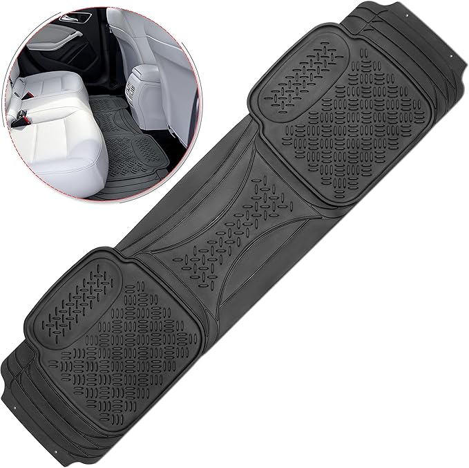 Heavy Duty Black Rubber Car Floor Mat by Vaygway –Automotive Rear Universal 1 Piece Runner Mat -Trimmable Rubber Liner Rug– Back Seat Liner – All Weather Protection for Car, Truck Van SUV