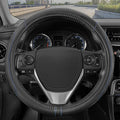 Motor Trend GripDrive Pro Synthetic Leather Auto Car Steering Wheel Cover Black w/ Blue Accent Stitching Comfort Grip - Small 13.5 to 14.5 inch