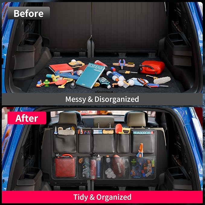 Car Trunk Organizer Compatible with 2010-2025 2026 Toyota 4Runner 5 Seats Trunk Storage Bag with 9 Pockets Large Capacity Backseat Hanging Storage (41"*20") for 4 Runner 5-Seater Accessories
