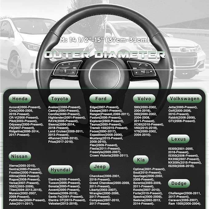 SEG Direct Steering Wheel Cover for Car, Standard Size 14.5-15 inch, Auto Interior Accessories, Warm Plush, Summer Winter, Black and Forest Green