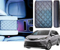 EMZ Leather Center Console Armrest Cushion Pad Accessories for Toyota Sienna 2021 2022 2023 2024 2025 (Brown)