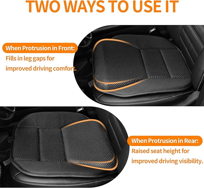 Car Seat Cushion - Memory Foam Car Seat Pad with Breathable Mesh, Relief Back Pain, Universal Fit, Easy to Install, Cushion Set for SUV/Truck Etc– Black