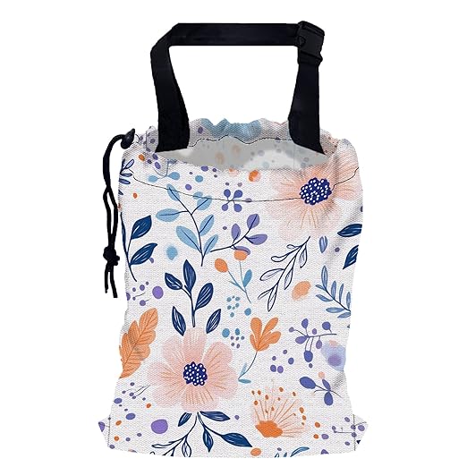 Spring Floral Car Garbage Bag,Watercolor Leaves Small Car Trash Bag Hanging,Drawstring Car Garbage Bag with Adjustable Buckle for Car Back Seat,SUVs,Camping,Road Trips