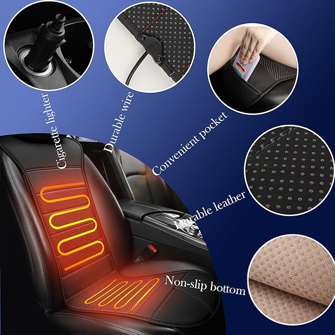 Universal Seat Cushion, Comfortable Seat Cover with Full Back Support in Winter (Black-1)