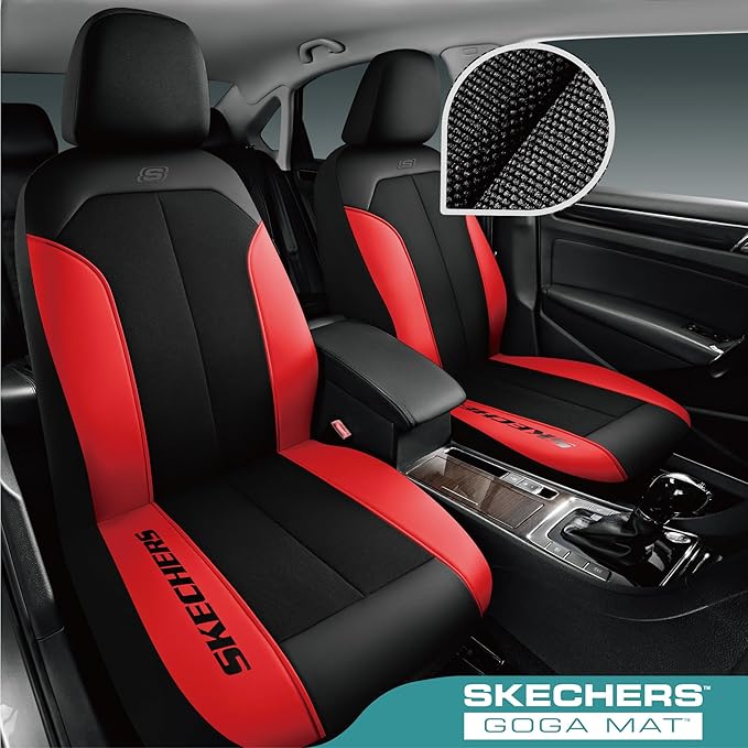 Skechers Car Seat Covers,GOGA Mat Oxford Cloth Seat Covers,Waterproof Car Seat Covers Front Seats,Automotive Universal Fit Seat Cover for Most Cars, Suvs, Trucks,Red