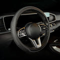 Lord Autofashion Steering Wheel Cover – PU Leather, Non-Slip Rubber Inner, All-Season Comfort – 14.5–15 Inch (Black/White 9366)