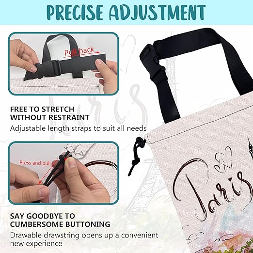 KXWQTRDD Car Garbage Bag Eiffel Tower Paris Drawstring Car Trash Bag Hanging for Back Seat with Adjustable Buckle Canvas Vehicle Trash Can Easy-to-Install