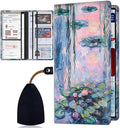 Car Registration and Insurance Card Holder for Women Men, Waterproof PU Leather Glove Box Car Organizer with Magnetic Shut, Vehicle Document Holder for Driver License,Cards, Watercolor Water Lotus