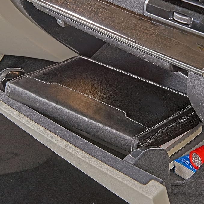 High Road Car Owners Manual Case and Glove Compartment Document Holder - Pebbled Faux Leather Glove Box Organizer for Car, SUV, Truck