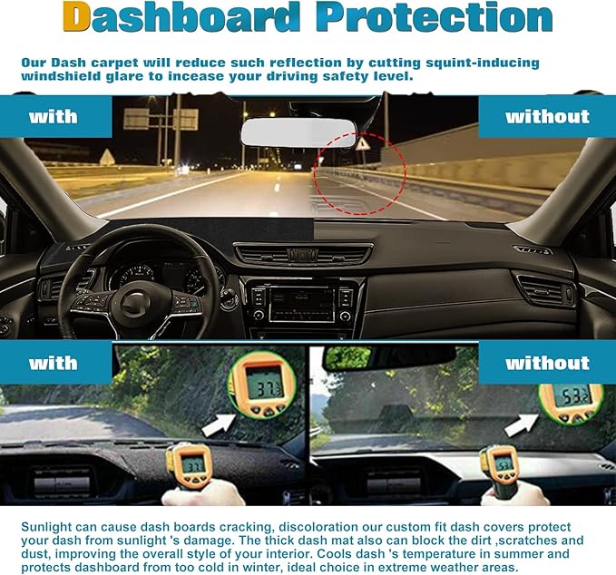 x xotic tech Center Console Dashboard Mat Pre-Cut Non-Slip Sunshield Sun Glare Protector Dash Carpet Pad Black Cover Compatible with Nissan Rogue 2014-2020