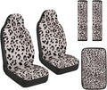 Qeluxign Leopard Print Car Accessories Set for Women Center Console Armrest Pad Seat Belt Cushion Universal Car Accessories for SUV Van Truck
