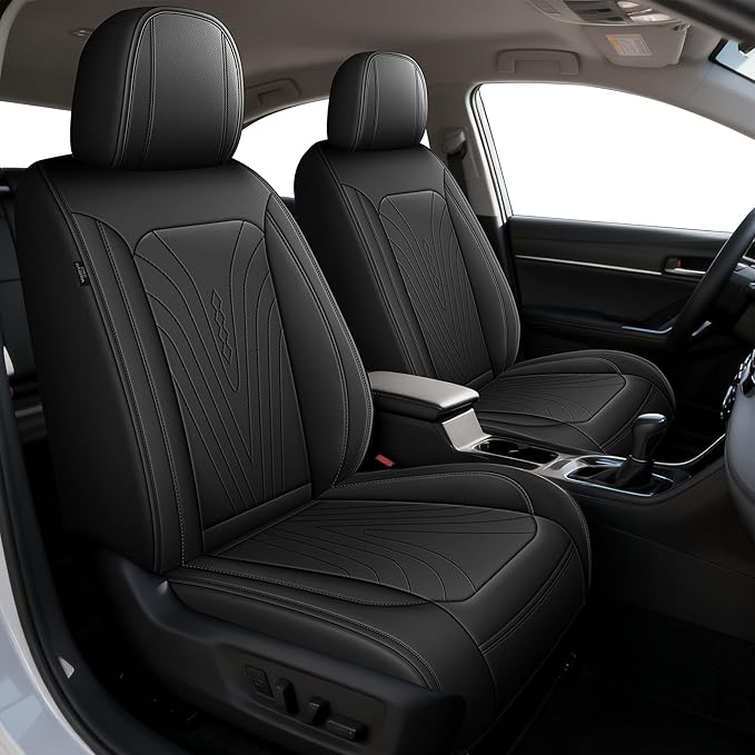 DISUTOGO Full Set Seat Covers Fit for Nissan Altima 2009-2025 2026 Waterproof Faux Leather Automotive Cushion Protector Car seat Covers Compatible Airbag(5 Seats, Black)