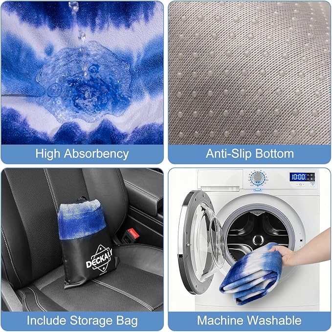 Car Seat Towel Covers with Storage Bag, Waterproof Sweatproof Towel Seat Cover Universal Front Seat Covers Washable Non-Slip Seat Protector for Gym(Blue & White - Stripe, 1Pcs Front Seat Cover)