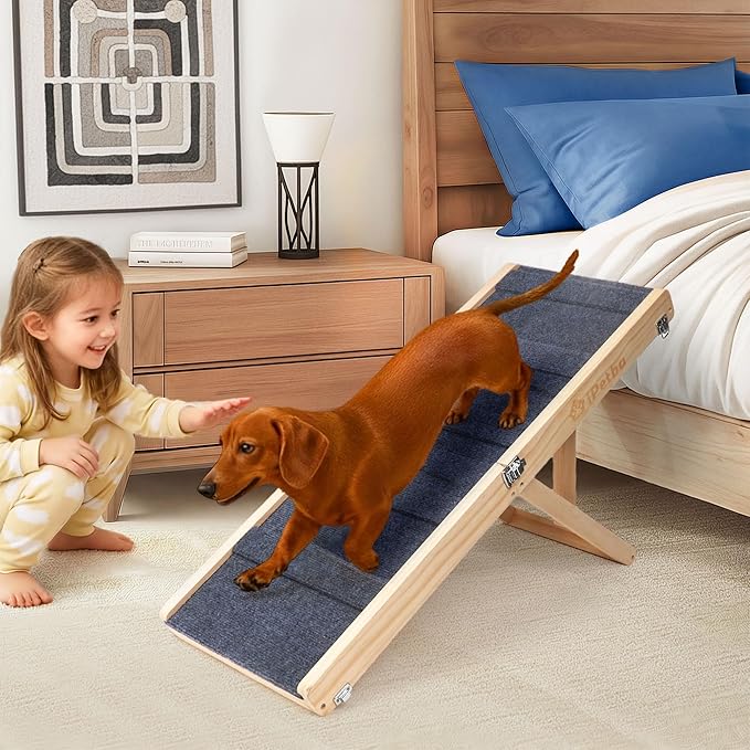iPetba Dog Ramp for Couch & Bed - Joint & Spine Support with Gentle Incline for Small Dogs, Adjustable, Anti-Slip & Foldable, Up to 35 lbs