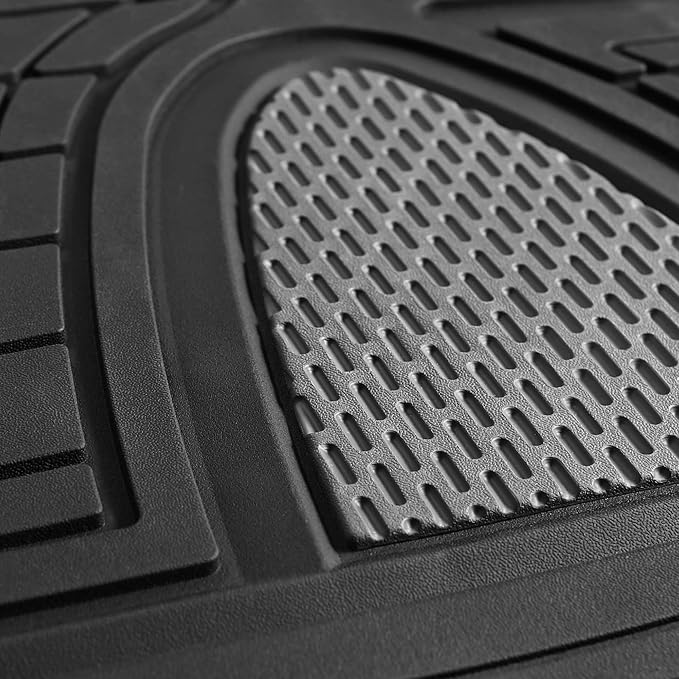 WYLF Automotive Floor Mats Waterproof Premium Tall Channel Trimmable Non-Slip Rubber Floor Mats - Full Set Gray for Cars, Universal Fit, Floor Mats for Sedan, SUV, Truck Floor Mats