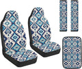 FUSURIRE Aztec Rhombus Leather Front Seat Covers & Seat Belt Covers &Center Armrest Pad Universal Car Accessories for SUV,Van,Saden,Truck Automobile Interior Sets