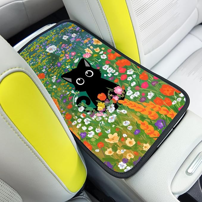 Auto Center Console Cover,Black Cat3 Soft Waterproof Car Center Console Cover,Universal Fit for Most Vehicle SUV Truck Accessories Decor
