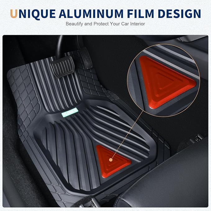 FLORICH Car Floor Mats, Heavy Duty Floor Mats for Cars, 3 Piece All-Weather Floor Mats with Anti-Slip Backing, Universal Trim-to-Fit, Waterproof Automotive Floor Mat for Cars Trucks SUV (Red)