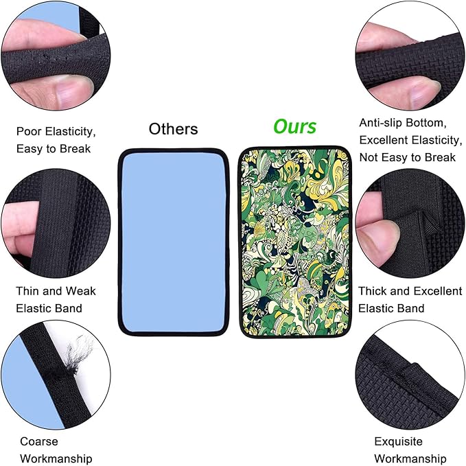 JANENFNA Car Armrest Cover Pads Universal Fashion Cute Auto Center Console Armrest Cover Pad with 2PCS Car Coasters Soft Waterproof Car Armrest Seat Protector for Women,Spiral Flower