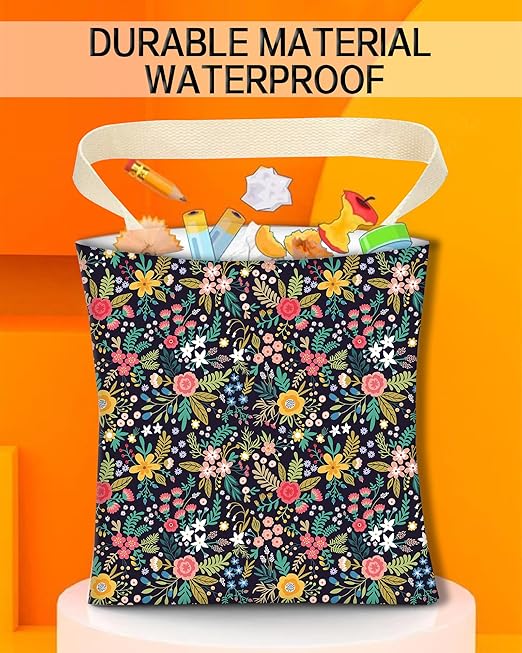 ANKVRP Car Trash Can, Durable Hanging Car Trash Garbage Bag, Cute Automotive Garbage Cans Organizer, Cute Colorful Flowers