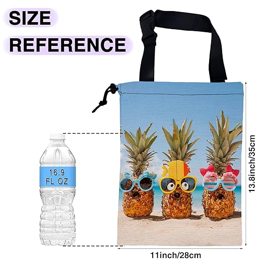 UUCBTAH Car Trash Bag Hanging Funny Pineapple on The Beach Car Trash Can for Back Seat Waterproof Car Garbage Can with Adjustable Straps and Drawstring for Car Accessories Vehicle Travelling Camping