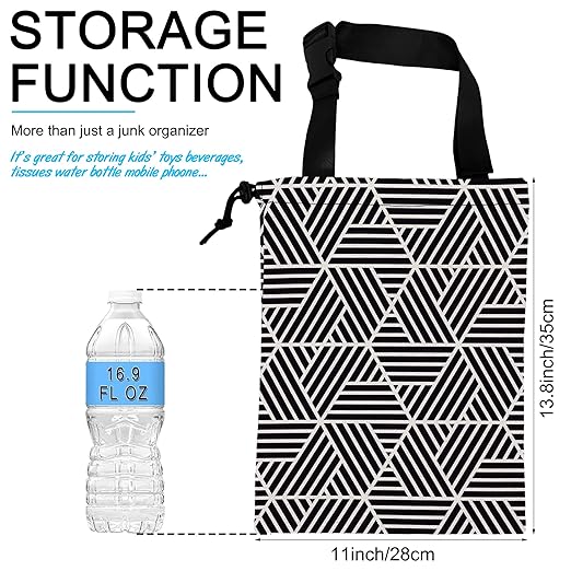 Car Trash Bag Hexagonal Geometric Car Garbage Bag Hanging Car Trash Can for Back Seat with Drawstring, Waterproof Garbage Bags for Car Accessories Vehicle Travelling Camping Outdoor