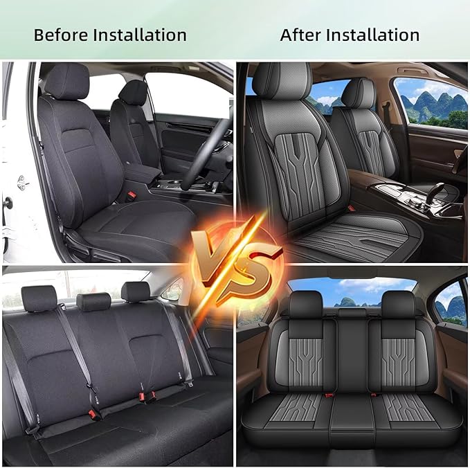 YORKNEIC Fit for kia Sportage Seat Covers Full Set 2009-2023 2024: 5 Seats Waterproof Leather Car Seat Covers Protector (2 Row 5 Seat, Black & Grey)