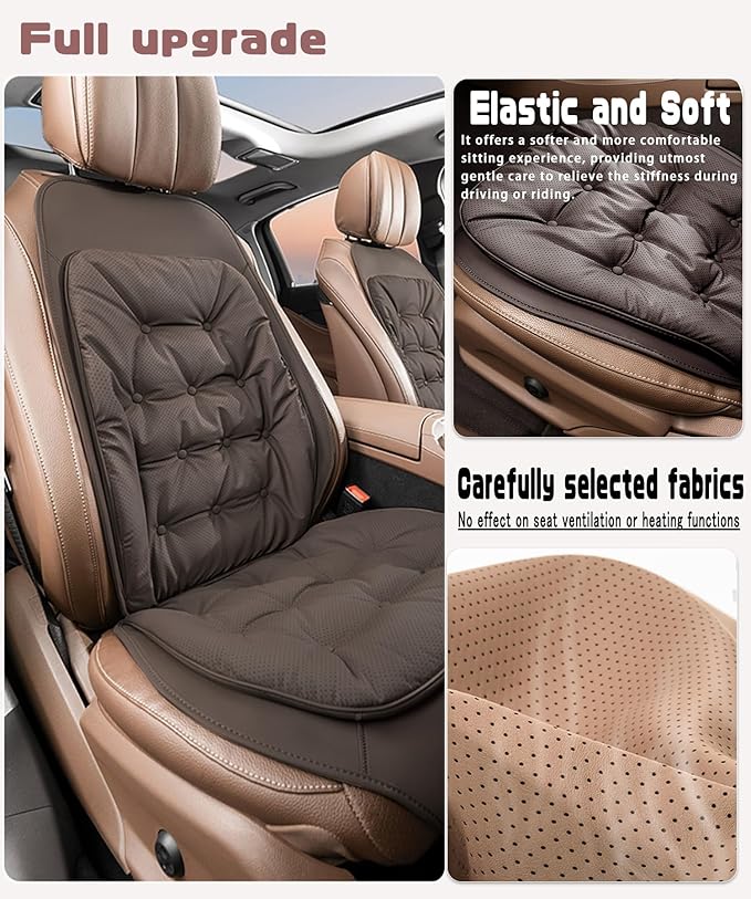 ontto Cooling Car Seat Cushion,Universal Auto Bottom Seat Cushions for Front and Reat Seats,Seat Lumbar Back Covers for Sedans SUV Truck Pick UP Home Office Chair Or Wheelchair,Dark Brown(7 PCS)