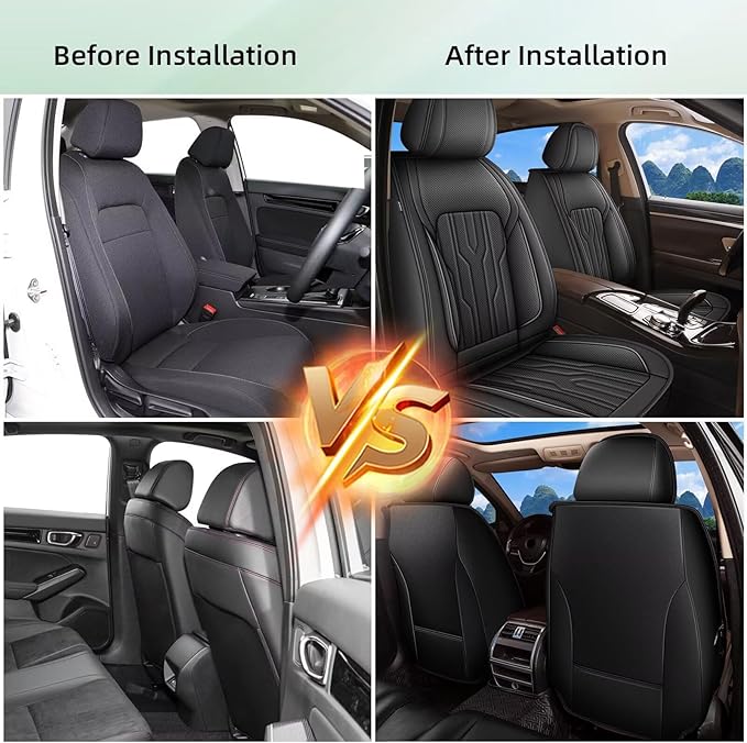 YORKNEIC Seat Covers Fit for Hyundai Tucson Seat Covers 2010-2023 2024 2025: 2 Front Set Breathable Leather Car Seat Covers Compatible Airbag (2 Front Set, Black)