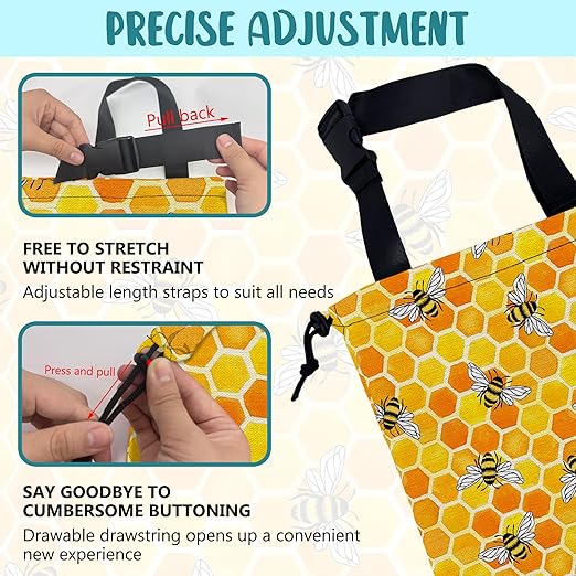 KXWQTRDD Car Trash Bag Watercolor Honeycomb and Bees Leak-Proof Waterproof Car Garbage Bag with Drawstring Foldable Canvas Trash Bin with Adjustable Buckle for Car Accessories, Travelling, Camping