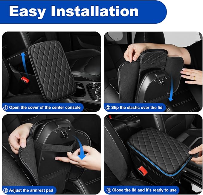 Center Console Cover Fit for Nissan Sentra 2020-2025 Leather Armrest Covers with 2 Storage Bags Car Armrest Storage Box Car(Black)
