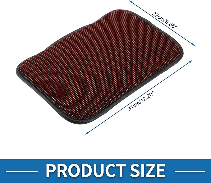 Car Armrest Cushion Pad Non-slip 12.20"x8.66" Seat Box Cover Protector Rhinestone Red Center Console Lid