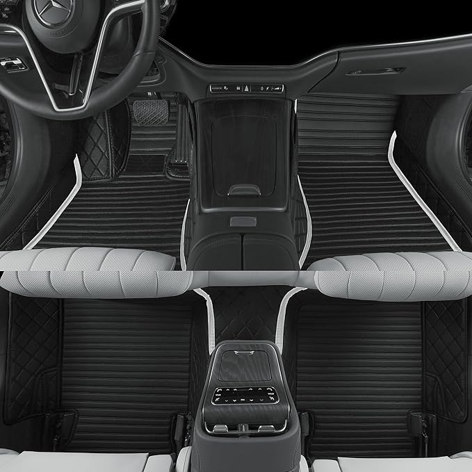 Luxury car Floor mats are for 99% of Vehicle Models,All Weather car Floor mats Provide Comprehensive Protection for Vehicles,Floor mats for car Personalized Customization! (2+1 Blackwhite)