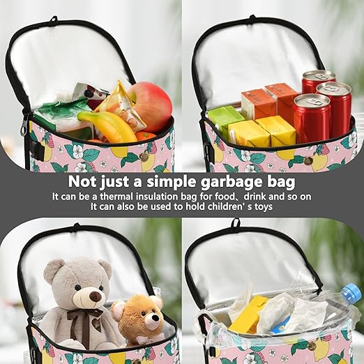MNSRUU Car Trash Can with Lid, Lemon Floral Car Trash Bag Hanging Car Organizers and Storage for Front Back Seat, Leak-Proof Car Trash Bin