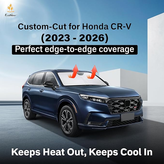 for Honda CRV 2023-2026 Sunshade Compatible Windshield Sunshade -EcoNour 240T Polyester Material Cars Sun Visor Reflector Blocks UV Rays - Foldable Sunshade Interior Protection Honda CRV Accessories
